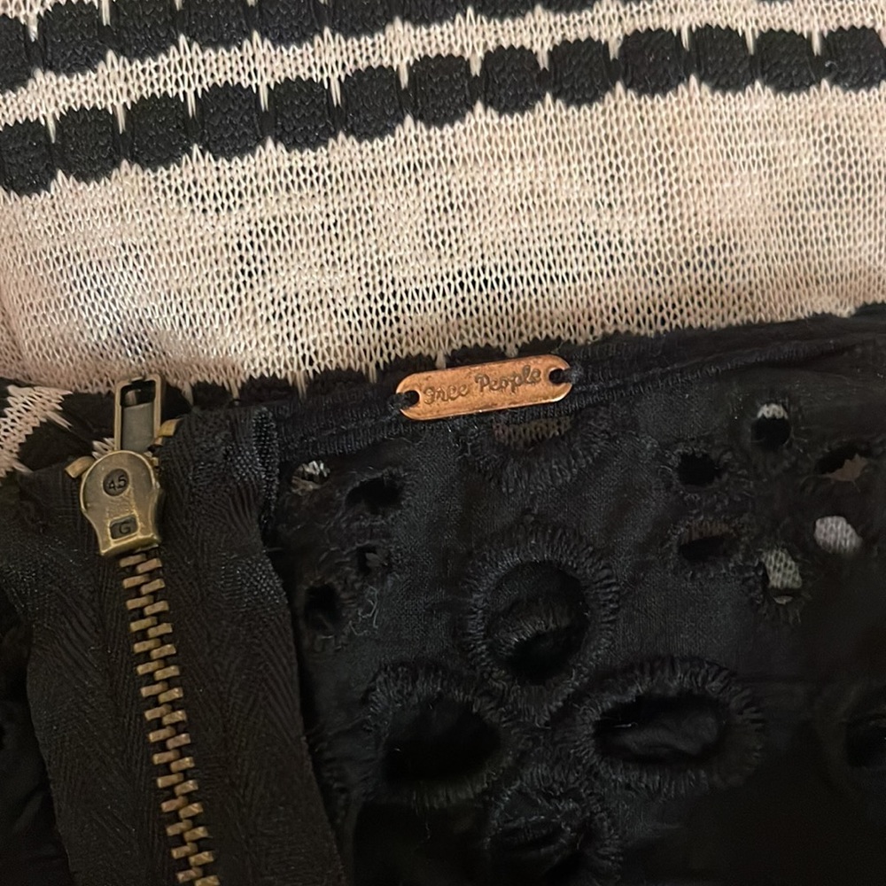 Free People Cream & Black Circular Patterned Blouse - Picture 3 of 3